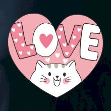 Kočka love - růžové srdce