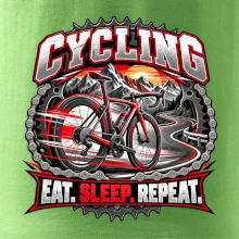 Cyklistické kolo mezi horami eat sleep repeat