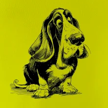 Černobílá karikatura baset