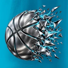 Kovový basketbalový míč s elektrickými střepy