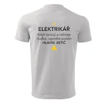 Elektrikář - hlavní jistič - Nápis na zádech