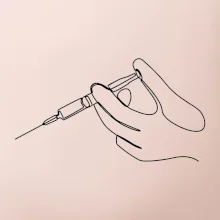 Ruka a injekce jedním tahem