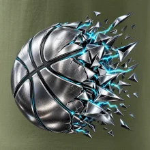 Kovový basketbalový míč s elektrickými střepy