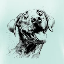 Černobílá karikatura Labrador světlý