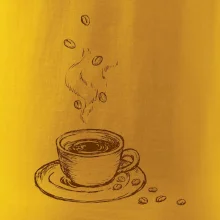 Hrnek plný čerstvé kávy