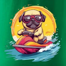 Mops na vodním skútru Mops na vodním skútru