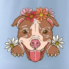 Americký stafordširský teriér hlava s květinami