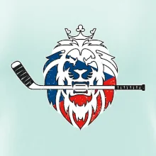 Lev s hokejkou v tlamě - Česká vlajka