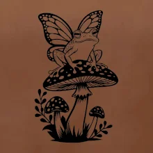 Goblincore černá houba se žábou