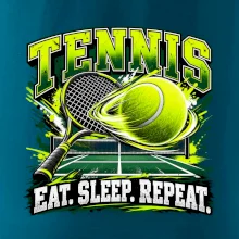 Tenisová raketa a míček eat sleep repeat