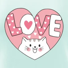 Kočka love - růžové srdce
