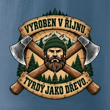 Dřevorubec vyroben v říjnu s překříženými sekerami