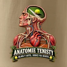 Anatomie tenisty hlava v autu srdce na kurtu