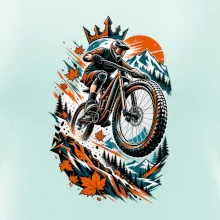Listopadový horský cyklista při adrenalinovém skoku