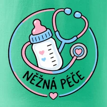 Něžná péče - kruhový znak s lahvičkou