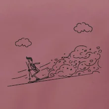 Kreslený lyžař na horách