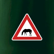 Dopravní značka - Pozor pasoucí se kůň Dopravní značka - Pozor pasoucí se kůň