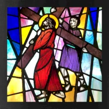 Vitráž - Ježíš a kříž