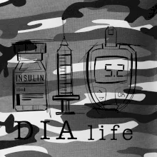 D I A life - kreslený insulin injekce a glukometr