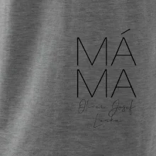 Nápis máma  na prsu se jmény dětí