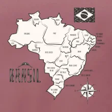 Brazílie mapa s názvy regionů