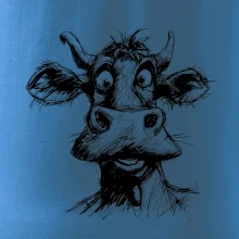 Černobílá karikatura světlá kráva hlava