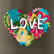 Love nápis květovaný