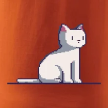 Kočka bílá pixel