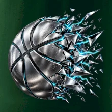 Kovový basketbalový míč s elektrickými střepy