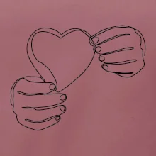 Ruka držící srdce  jedním tahem