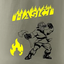 Hasič stojící - nápis hasiči - Velký nápis  na zádech