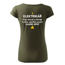 Elektrikář - hlavní jistič - Nápis na zádech