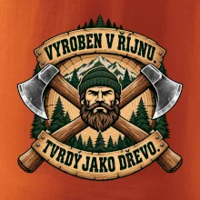 Dřevorubec vyroben v říjnu s překříženými sekerami