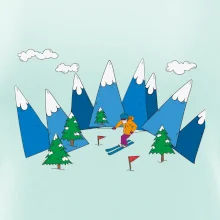 Lyžař a barevné hory