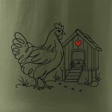 Slepice a kurník se srdíčkem