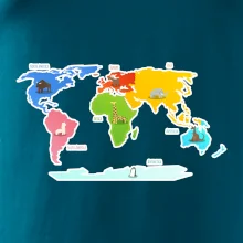 Světové kontinenty s názvy a zvířátky