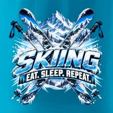 Sjezdové lyže v horách eat sleep repeat