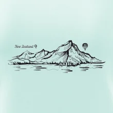 Nový Zéland nápis a hory Aoraki -  Mount Cook