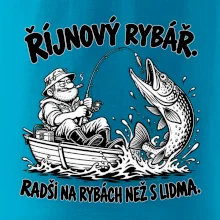 Říjnový rybář v loďce s obří štikou