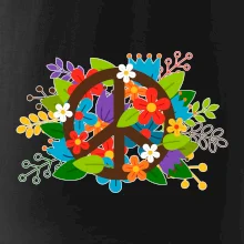 Peace symbol prorostlý květinami