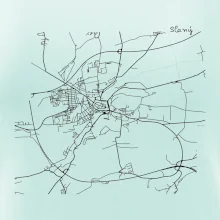 Mapy měst černobílé Slaný