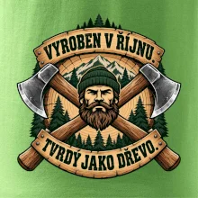 Dřevorubec vyroben v říjnu s překříženými sekerami