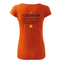 Elektrikář - hlavní jistič - Nápis na zádech