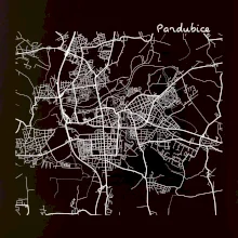 Mapy měst černobílé Pardubice