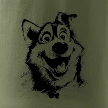 Černobílá karikatura husky