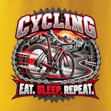 Cyklistické kolo mezi horami eat sleep repeat