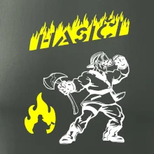 Hasič stojící - nápis hasiči - Velký nápis  na zádech