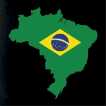 Brazílie vlajka v mapě