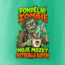 Pondělní zombie míchá kávu kostěnou rukou