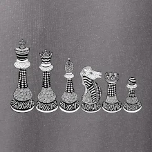 Šachové figurky v řadě - kreslené